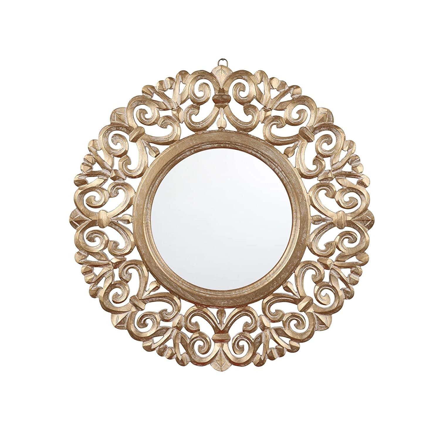 Adan's Homes Decorative Wall Mirror for Bathroom, Living Room, Gold, AHMR69, 60 cm x 60 cm x 2 cm - Ouch Cart 