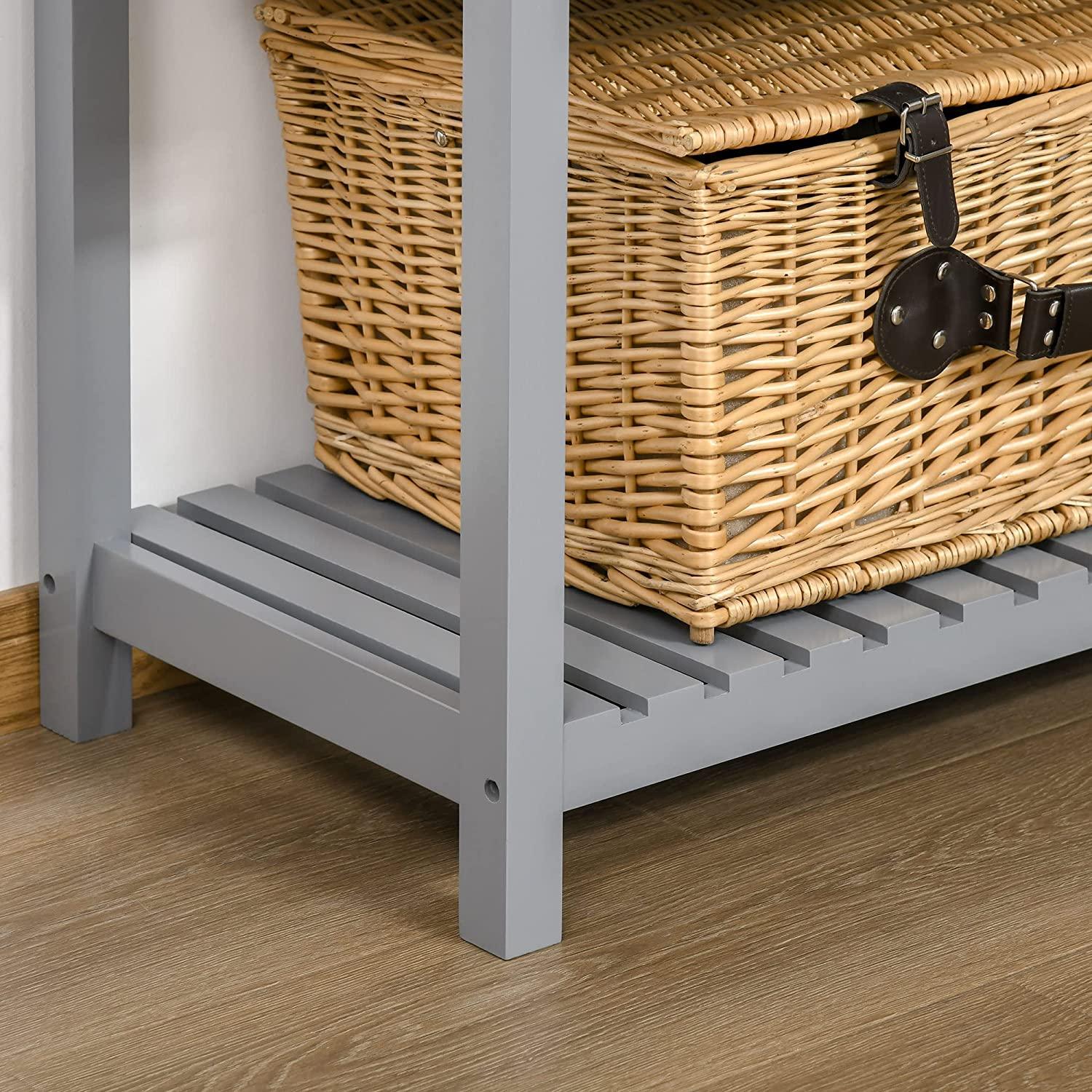 Sideboard Buffet Cabinet, Storage Serving Console Table with 4 Drawers and Slatted Bottom Shelf for Kitchen, Living Room - Ouch Cart 