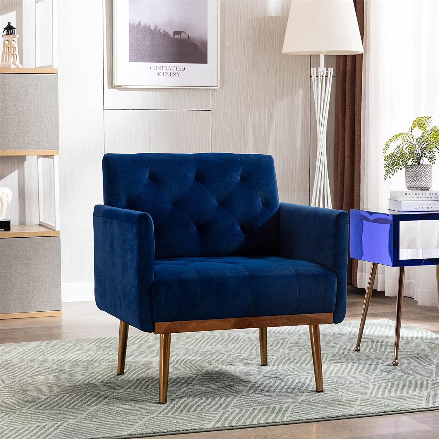 Velvet Accent Chair, Living Room, Bedroom Leisure Single Sofa Chair, TV armrest seat, Suitable for Small Space Home, Office, Coffee Chair - Ouch Cart 