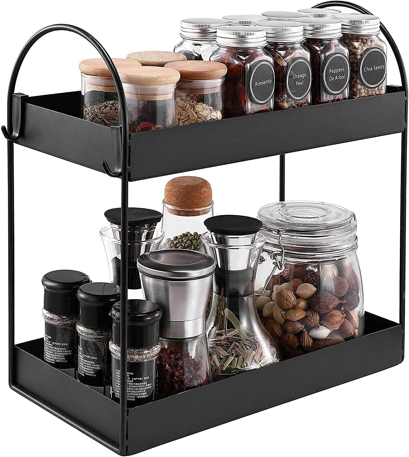 Countertop Organizer 2 Tier Counter Standing Rack Bathroom Shelf Organizer for Counter, Bathroom Kitchen Storage Organization, Kitchen Spice Rack - Ouch Cart 