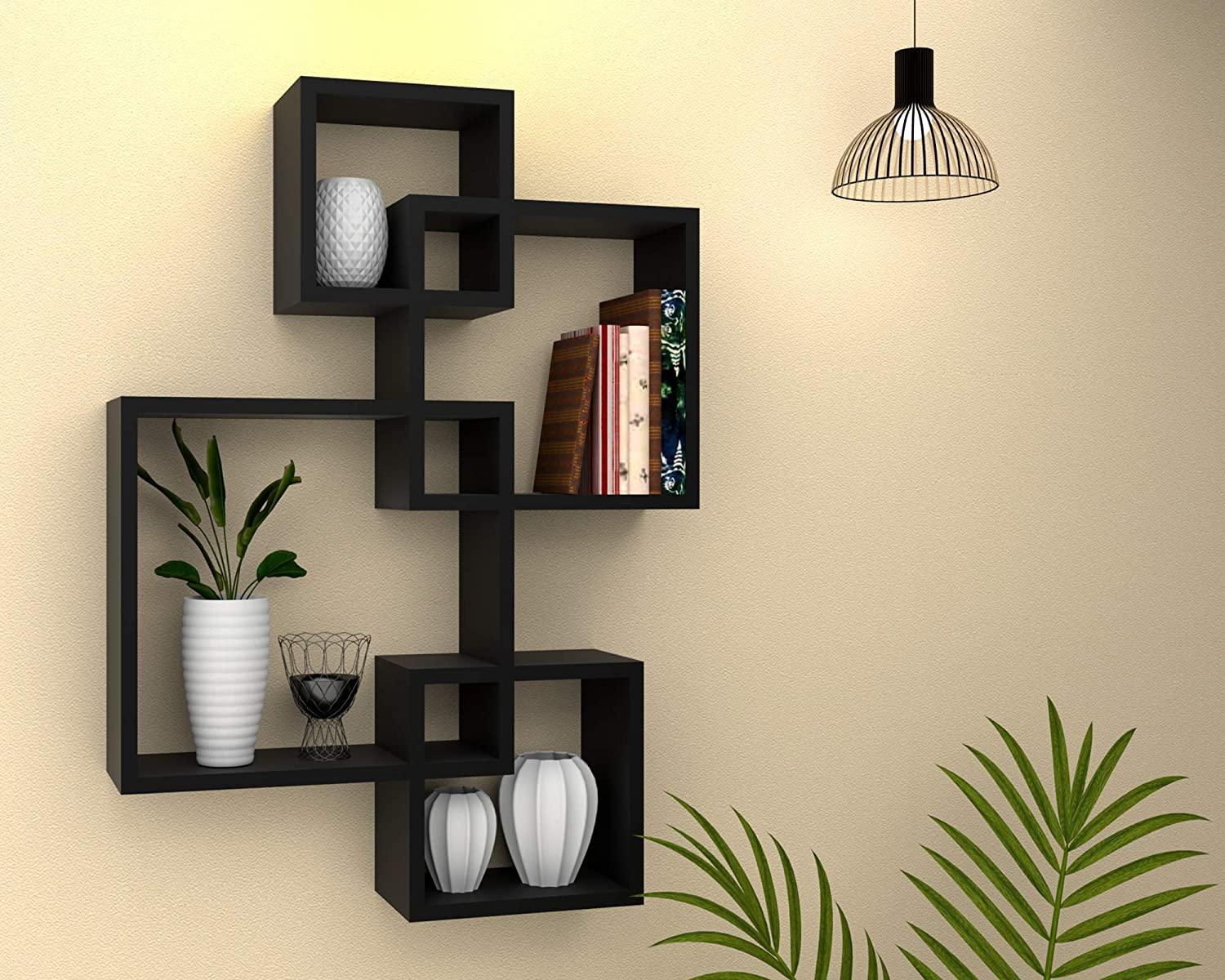 Wooden Wall Mounted Shelf Rack for Living Room Decor ) - Set of 4