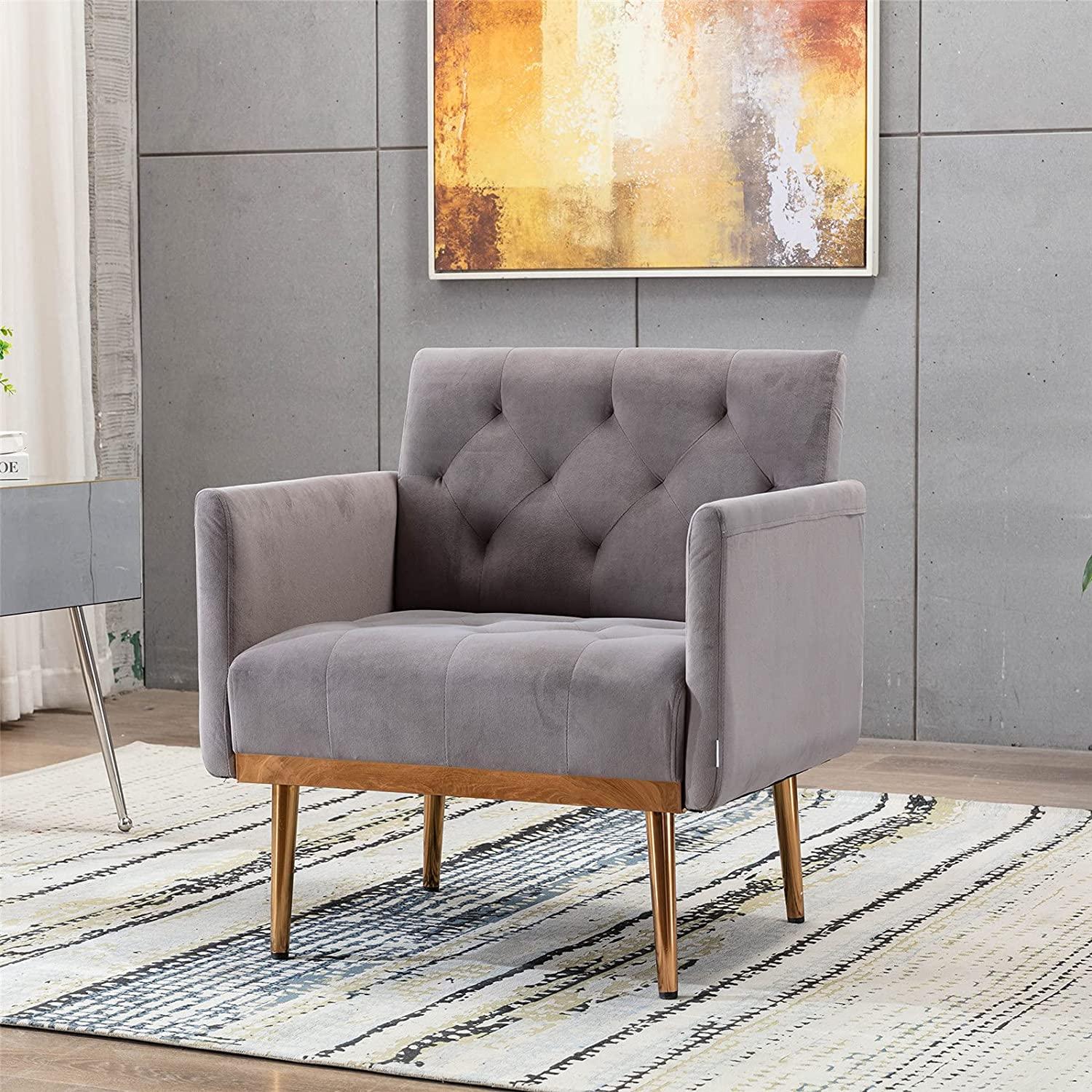 Velvet Accent Chair, Living Room, Bedroom Leisure Single Sofa Chair, TV armrest seat, Suitable for Small Space Home, Office, Coffee Chair - Ouch Cart 