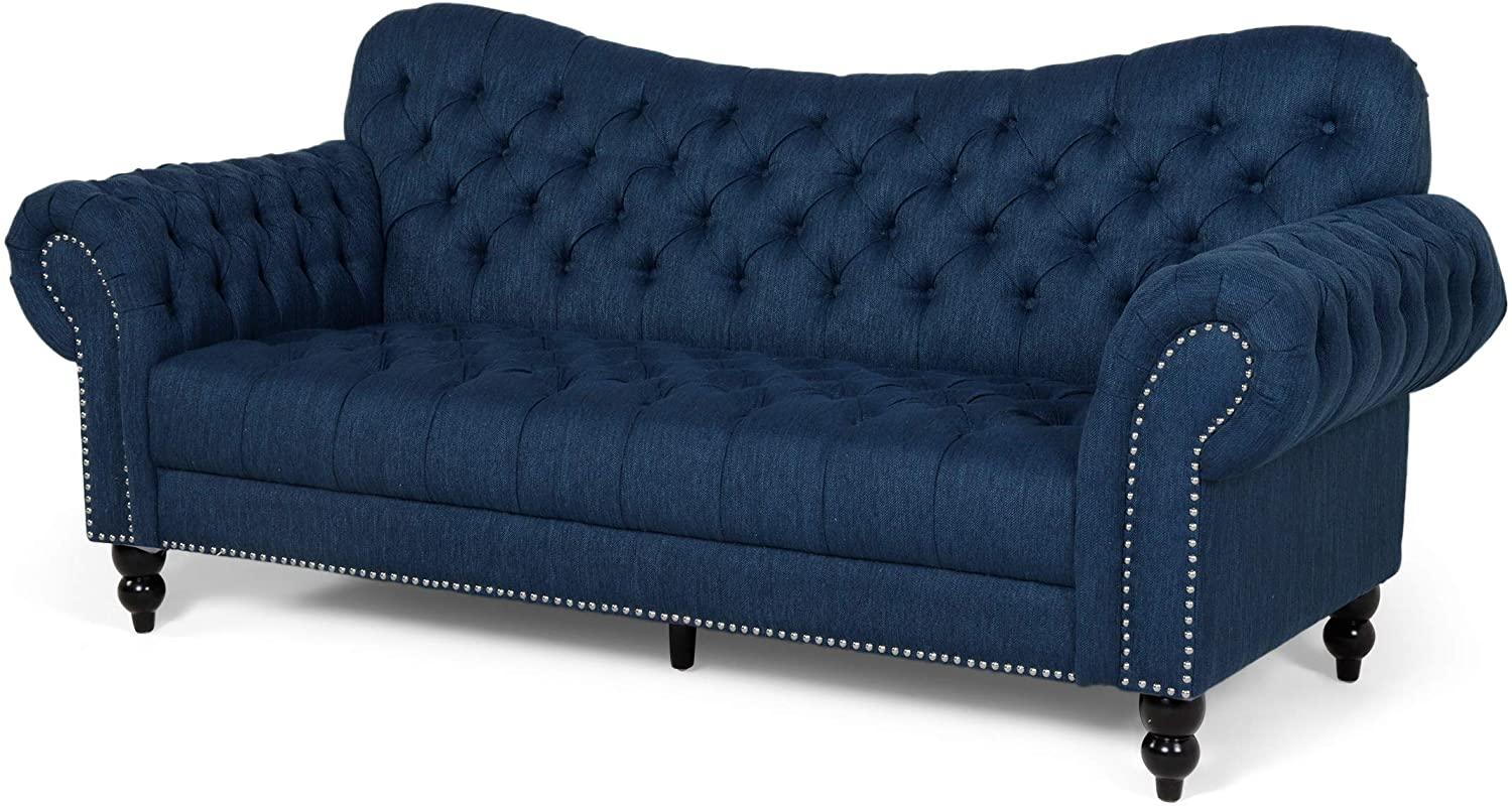 Nathan Chesterfield Button Tufted Fabric 3 Seater Sofa - Ouch Cart 