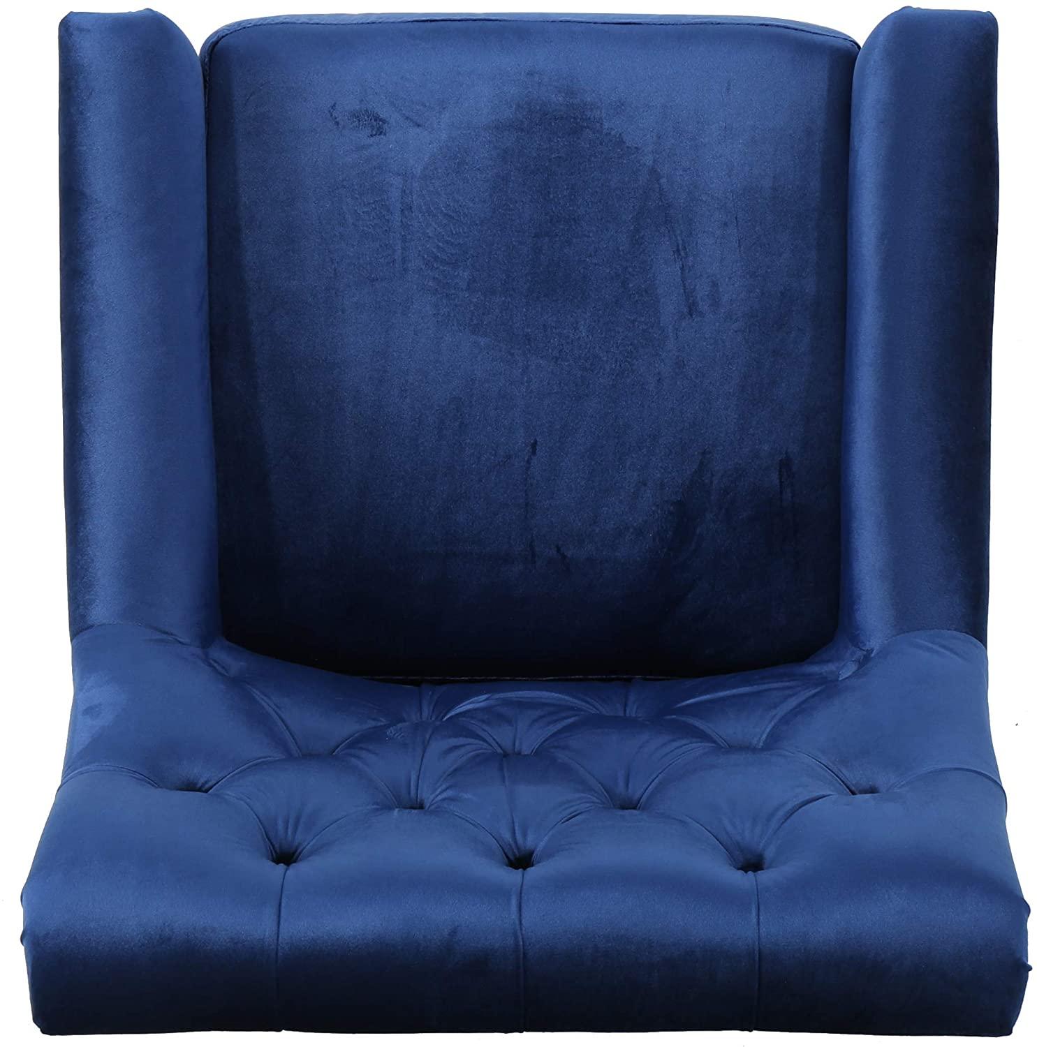 Tufted Back New Velvet Club Chair (Navy Blue - Ouch Cart 