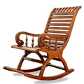 India Teak Wood Traditional Arm Rest Rocking Chairs (Brown)