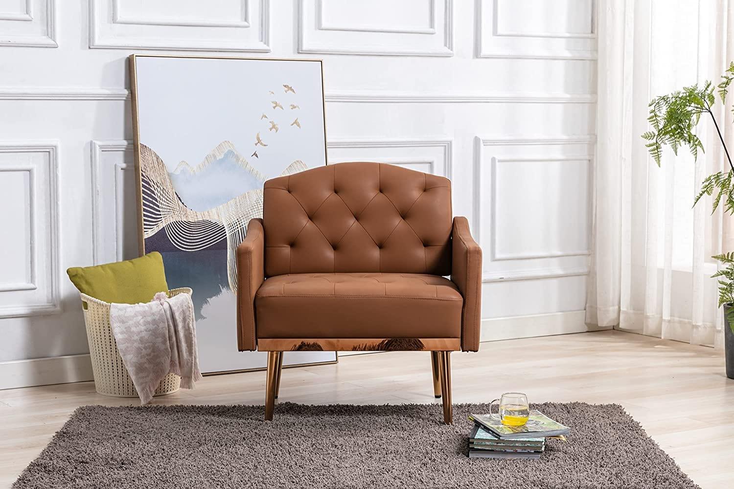 Accent Chair, Living Room, Bedroom Leisure Single Sofa Chair TV armrest seat, Suitable for Small Space Home, Office, Coffee Chair - Ouch Cart 