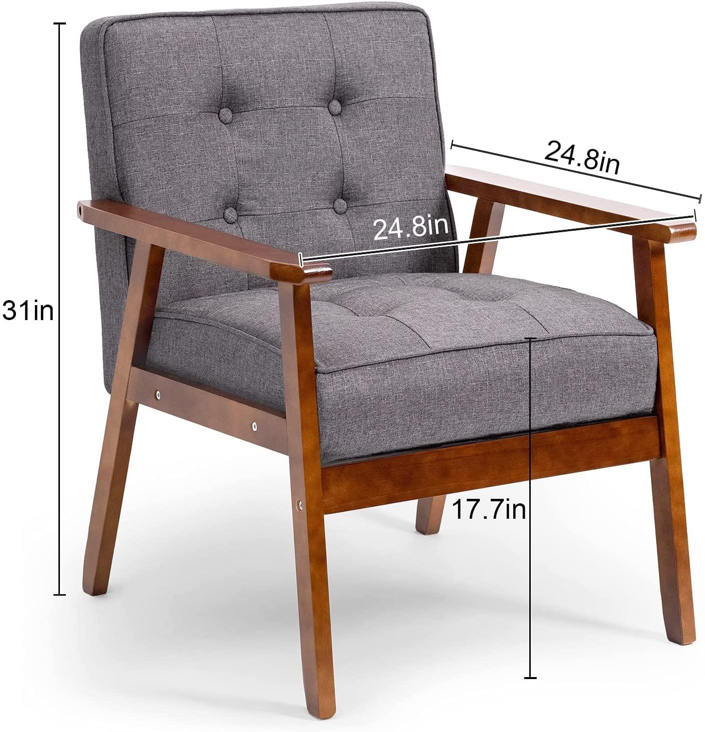 Wood Accent Chair Mid-Century Modern Chair Armrest Lounge Chairs Furniture for Living Waiting Room Bedroom - Ouch Cart 