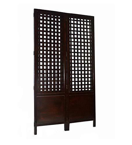 Solid Wood 3 Panel Room Wooden Partition (Brown) for Living Room - Ouch Cart 