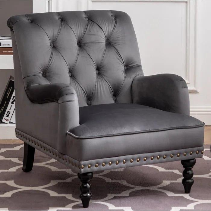 Wide Tufted Velvet Armchair - Ouch Cart 