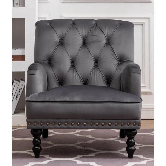 Wide Tufted Velvet Armchair - Ouch Cart 