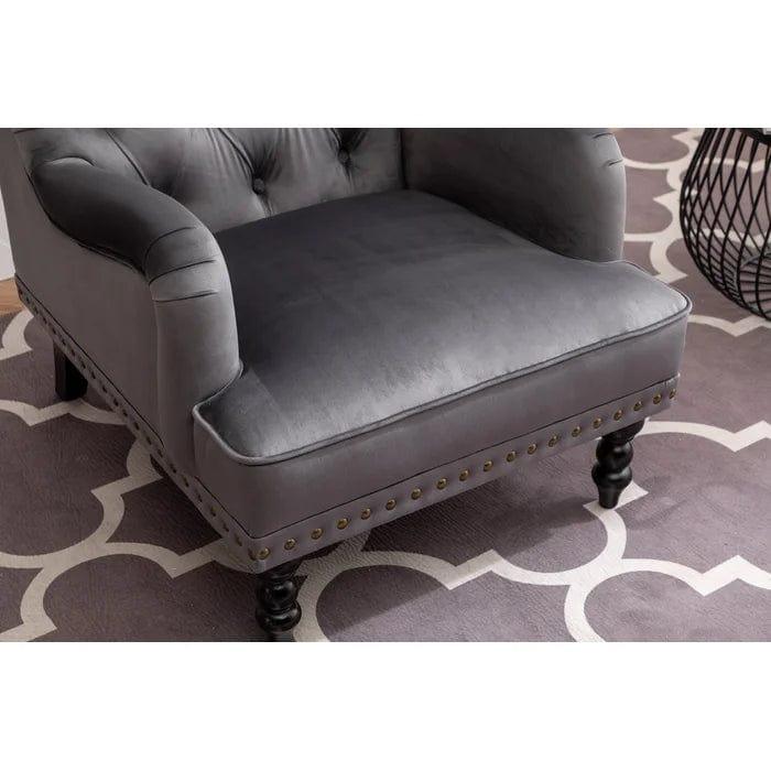 Wide Tufted Velvet Armchair - Ouch Cart 