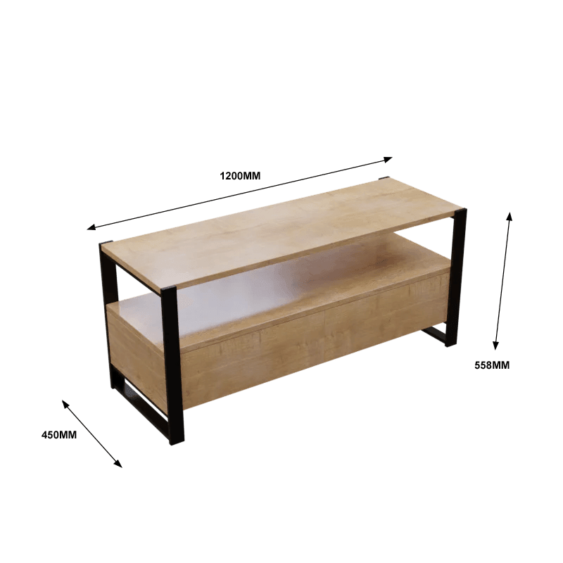 Marin TV Unit with Drawers in Small Size in Wooden Texture - Ouch Cart 