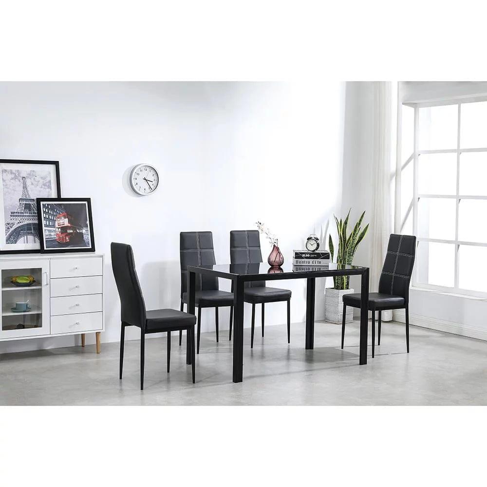 5 Piece Dining Room Table Set,4 Chairs,Glass Table Breakfast Furniture - Ouch Cart 