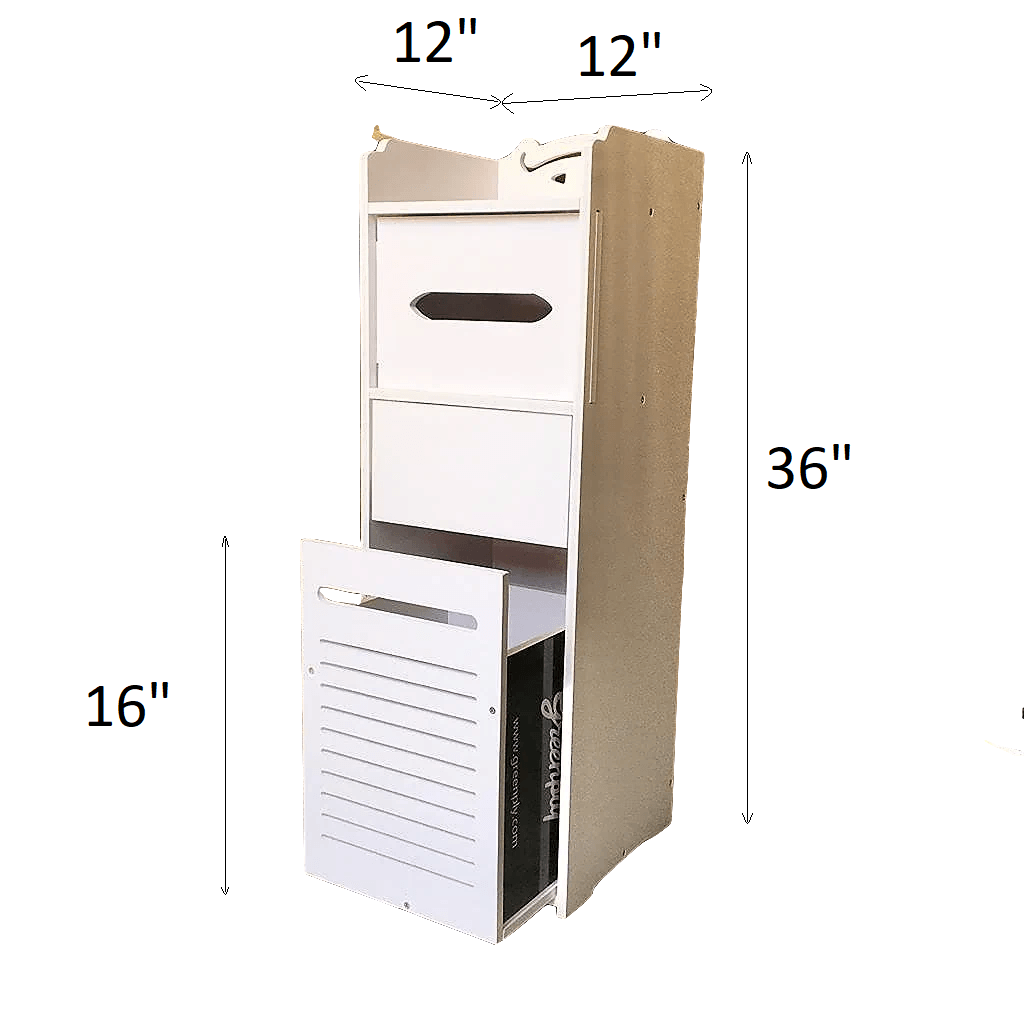 Modern Bathroom 3 FT Furniture PVC Board Bathroom Storage Cabinet with Drawers With Free Soap Dish By Miza - Ouch Cart 