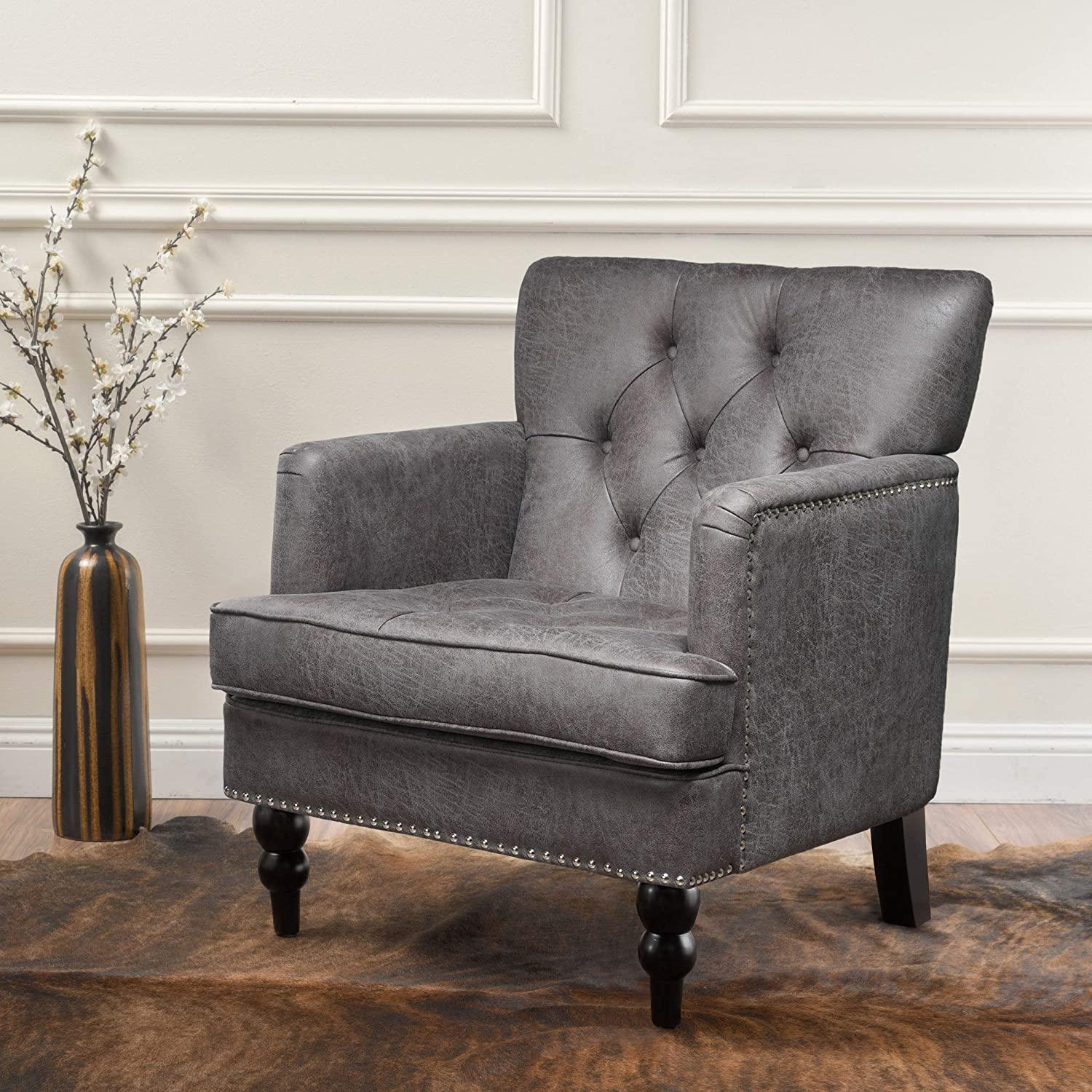 Tufted Club Chair, Fabric Accent Chair - Ouch Cart 