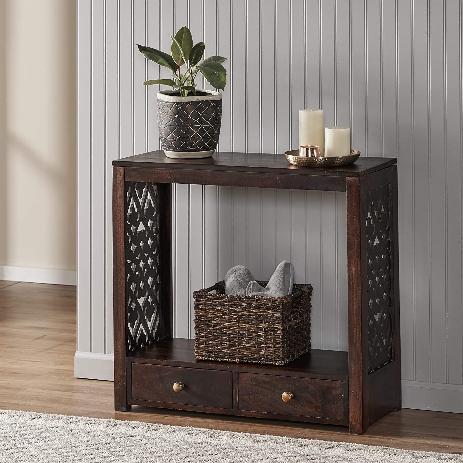 Home Ursula Mango Wood Console Table, Brown - Ouch Cart 