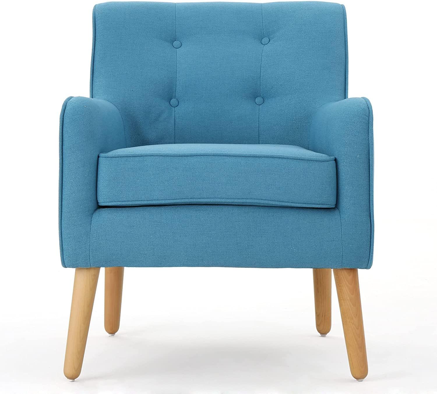 Felicity Mid-Century Fabric Arm Chairs, 2-Pcs Set, Blue - Ouch Cart 