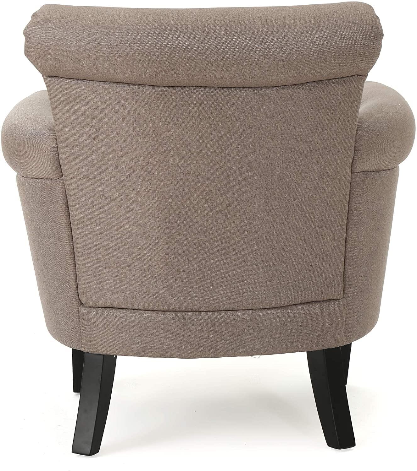 Brice Vintage Scroll Arm Studded Fabric Club Chair - Ouch Cart 
