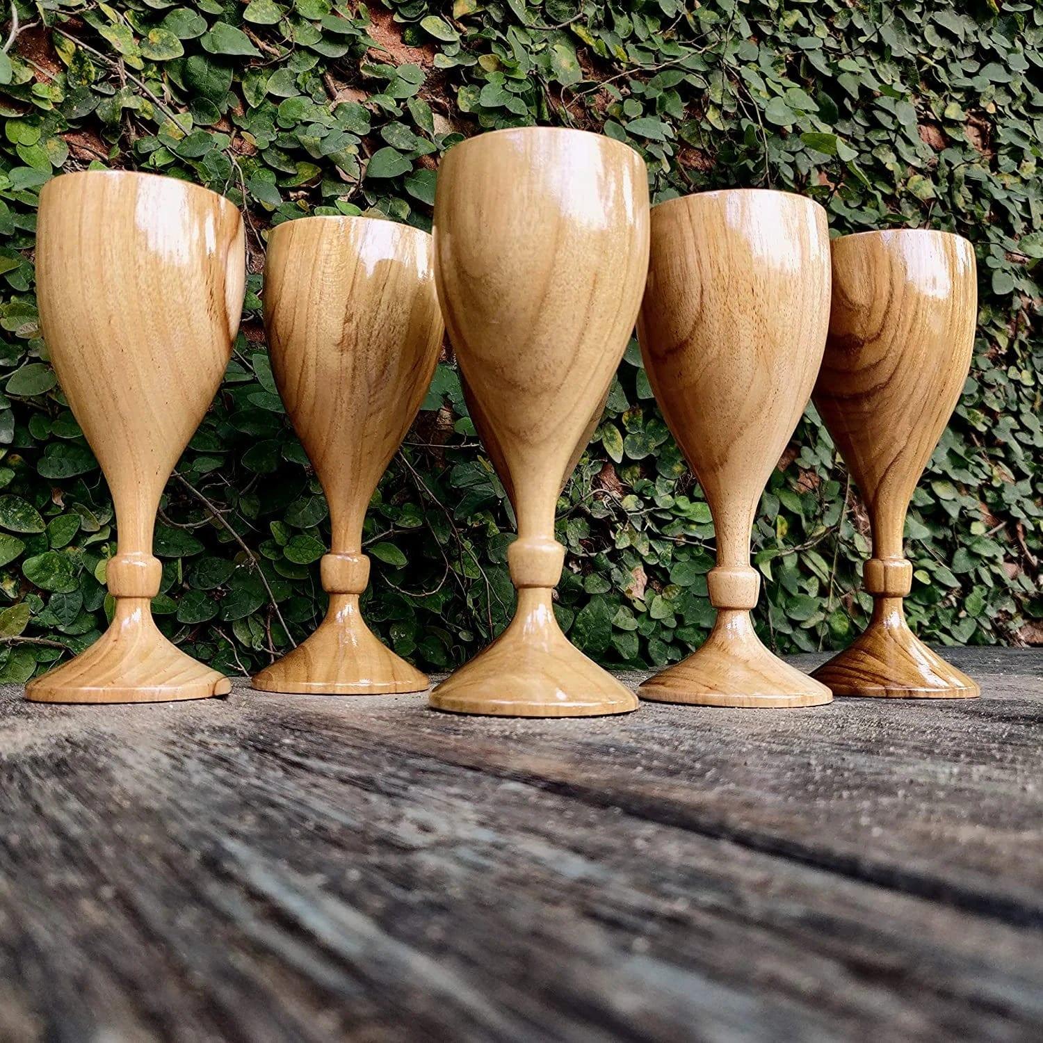ROYAL LOOK PREMIUM WINE GLASS || TEAK WOOD - Ouch Cart 