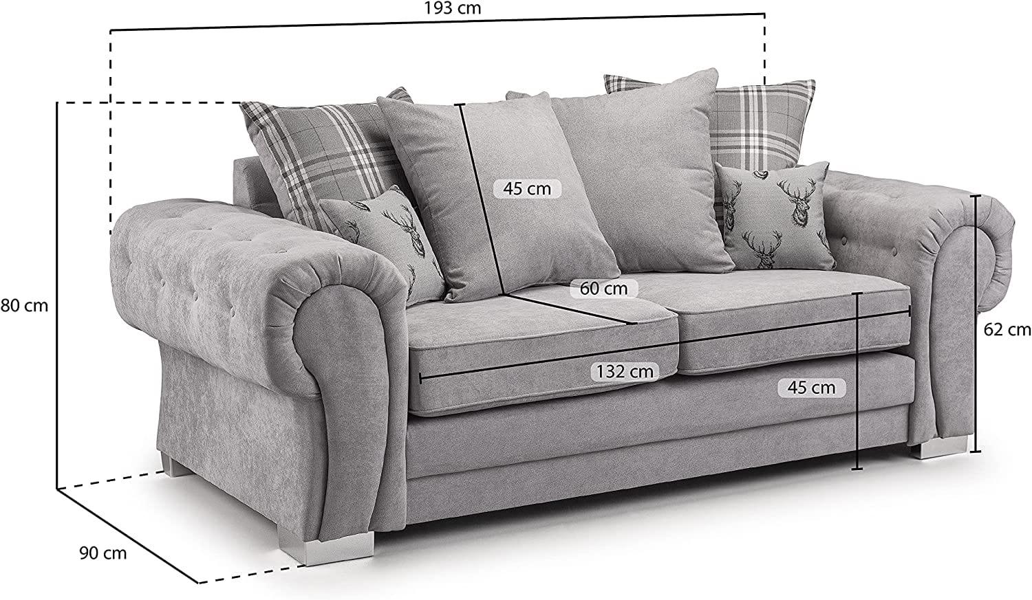 Sofa Verona Fabric Corner Sofa - 3 Seater (Grey, - Ouch Cart 