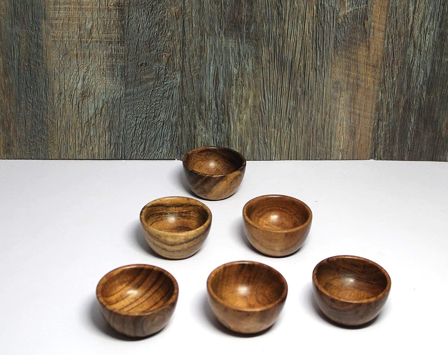 WOODEN VERY SMALL BOWLS SET OF 6 - Ouch Cart 