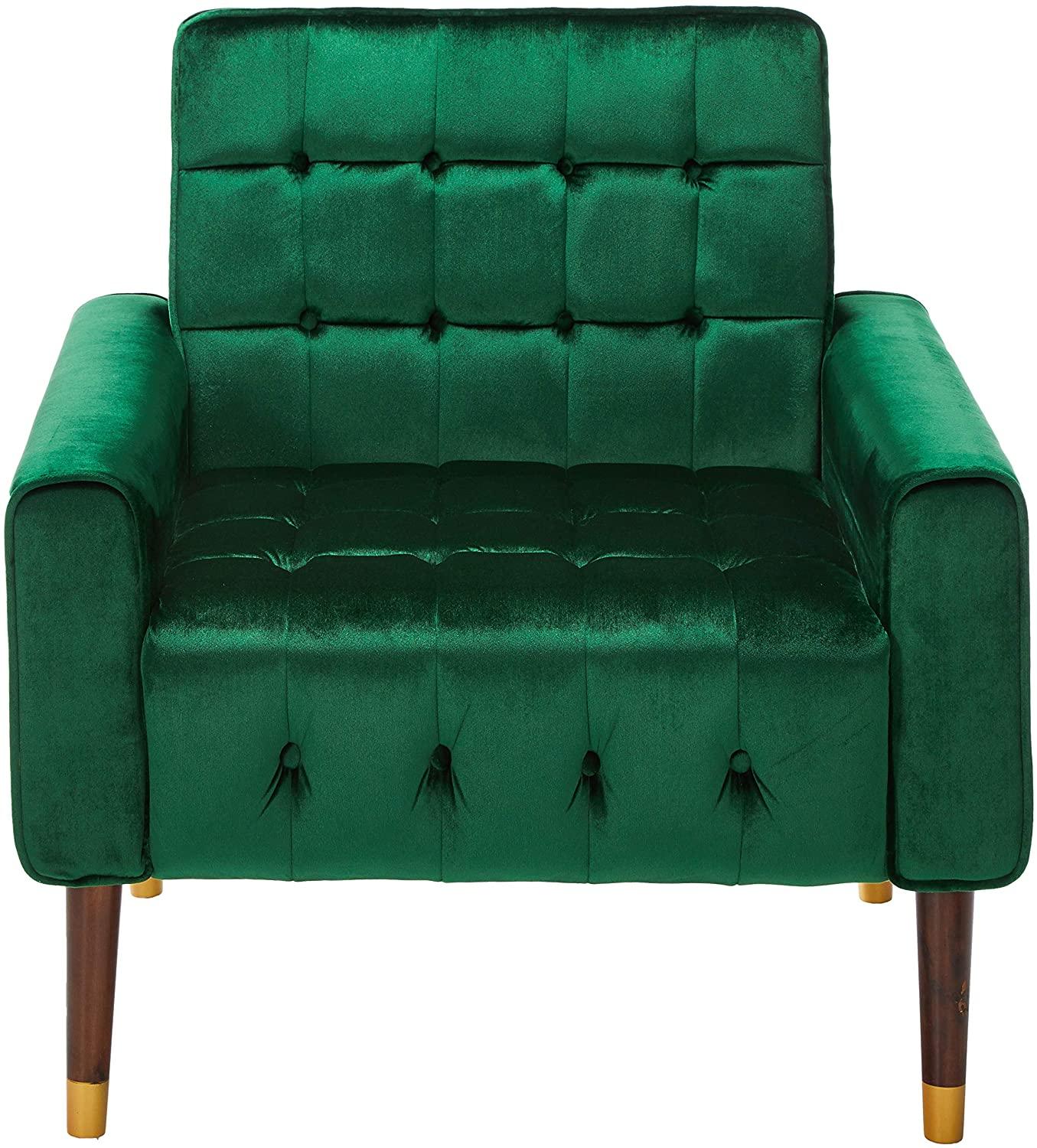 Velvet Armchair, Modern Glam, Button-Tufted, Waffle Stitching, - Ouch Cart 