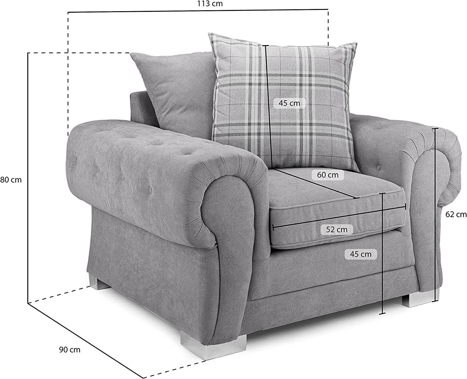 Sofa Verona Fabric Corner Sofa -Grey, Armchair) - Ouch Cart 