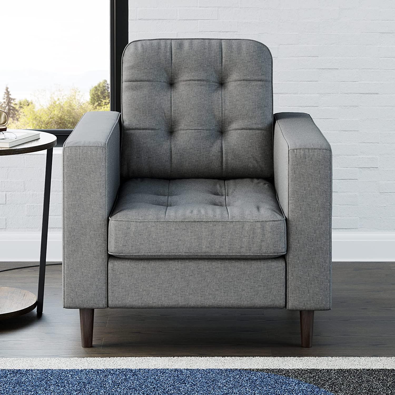 Upholstered Accent Chair for Living Room Arms-Square Tufting Velvet - Ouch Cart 