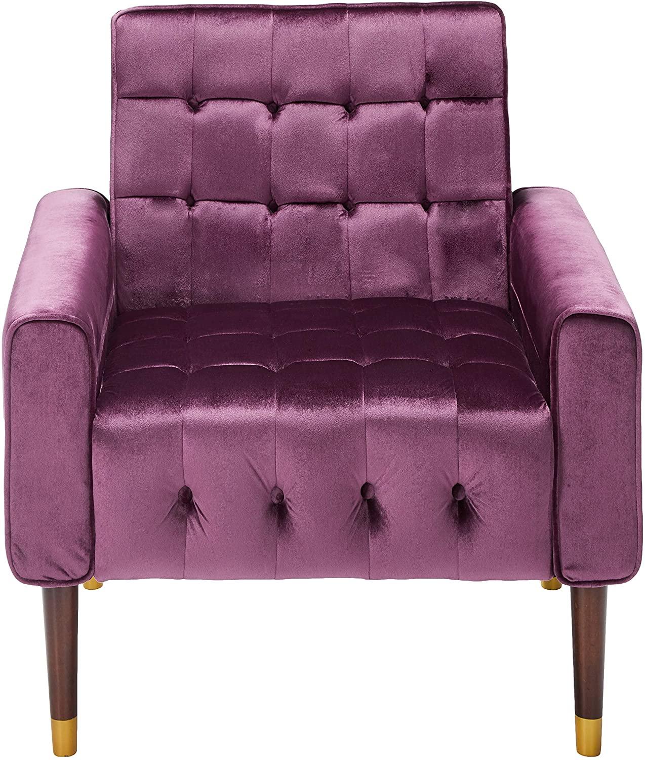 Velvet Armchair, Modern Glam, Button-Tufted, Waffle Stitching, - Ouch Cart 