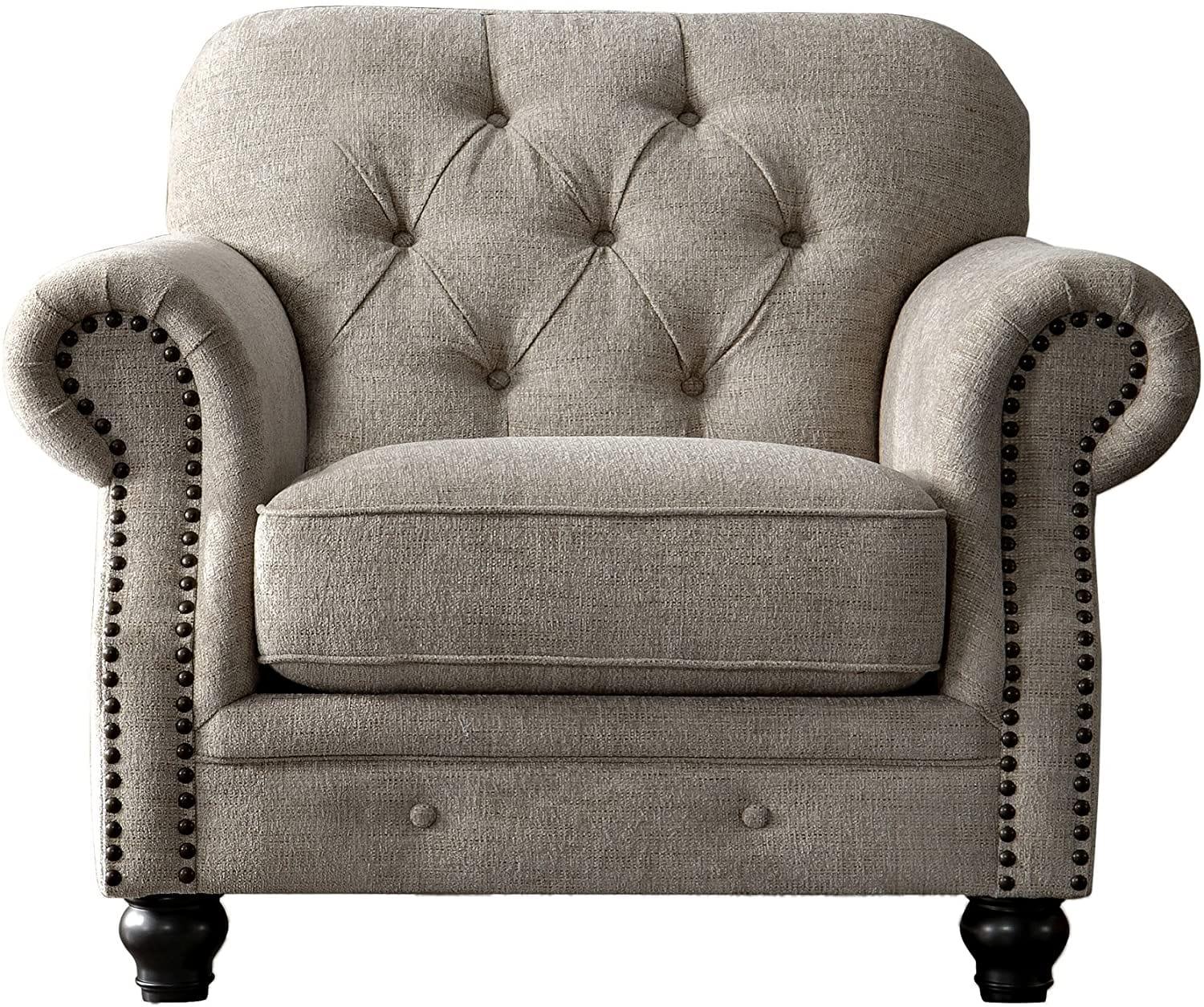 Luxury Chesterfield Chenille Diamond Tufted Living Room Sofa, Armchair - Ouch Cart 