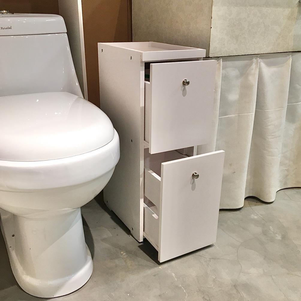 Waterproof PVC Bathroom WC Side Storage Cabinet Racks With Drawer By With Free Soap Dish Miza - Ouch Cart 