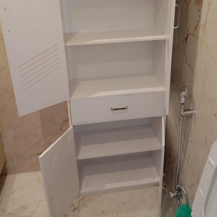 Toilet PVC Corner Storage Long Vanity Bathroom Cabinet With Free Soap Dish By Miza - Ouch Cart 