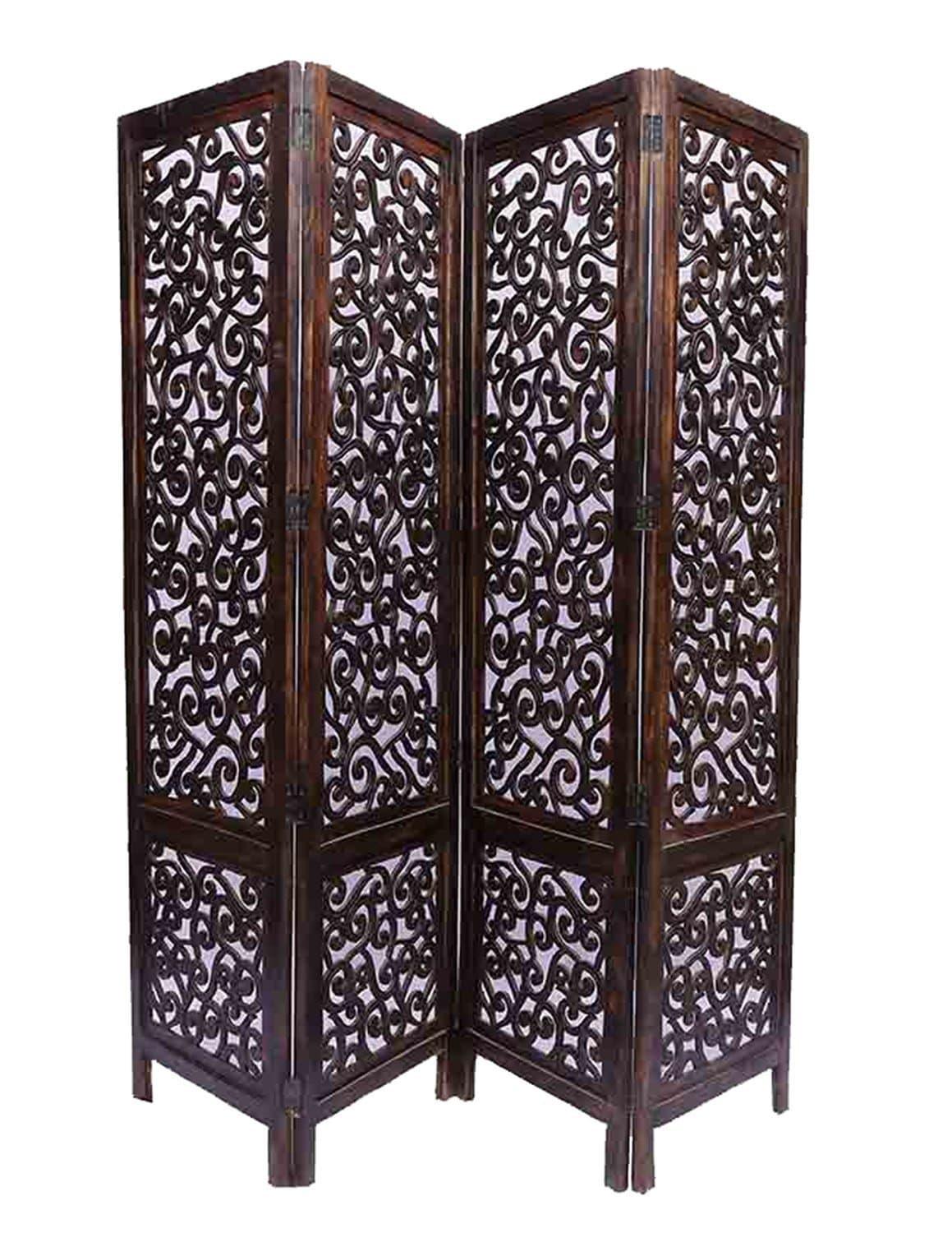 Handcrafted/Handmade Wooden Room Divider/Partition Screen/Panel / 4 Panel Partition Wooden Partition Room Dividers for Home & Kitchen Office Wall - Ouch Cart 