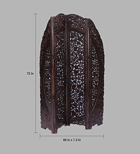 4 panel Wooden Handicrafts Room Divider Partition for Living Room 4 Panels - Room Screen Panels Wooden Partition Room Dividers for Home & Kitchen Office - Ouch Cart 