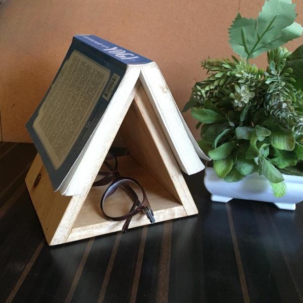 Stylish Triangular Wooden Book Holder For Study Table/Office Table ( With Complementary Coaster ) By Miza