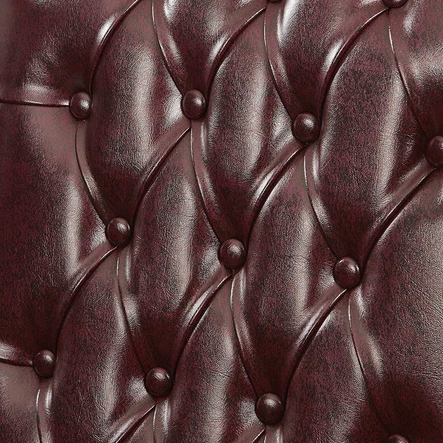 Tufted High Back Traditional Queen Anne Style Chair with Nailhead Accents and Mahogany Finish Legs - Ouch Cart 