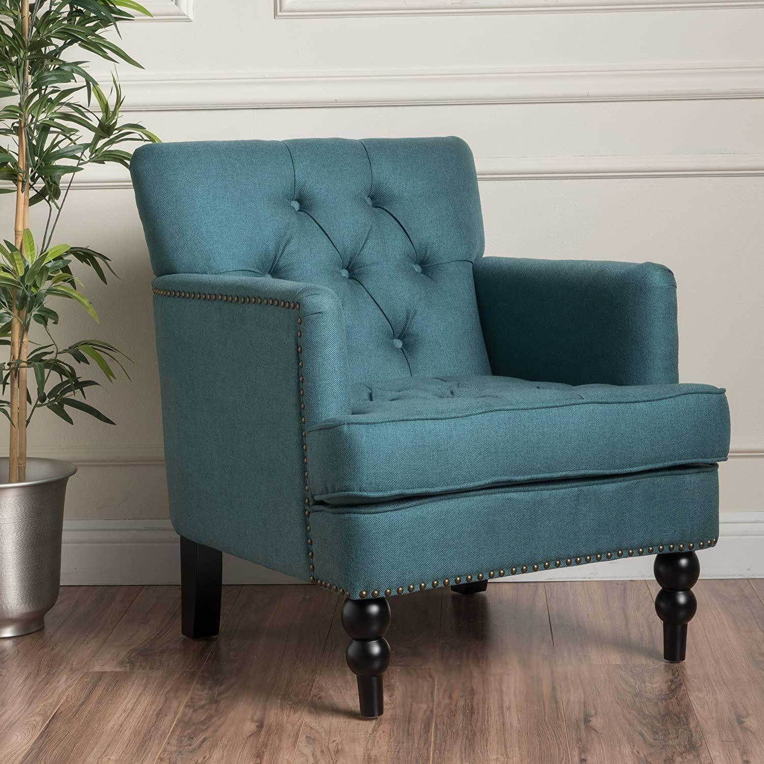 Tufted Club Chair, Fabric Accent Chair - Ouch Cart 