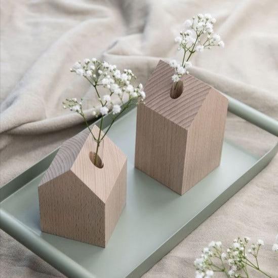 Wooden House Design Candle Holder Set Of 2 ( With Complementary Coaster ) By Miza - Ouch Cart 