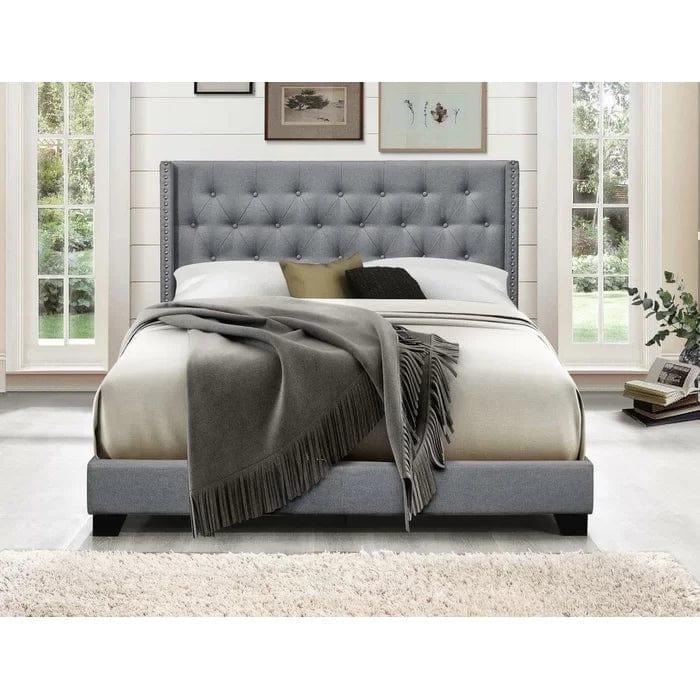 Aadvik Tufted Upholstered Low Profile Standard Bed - Ouch Cart 