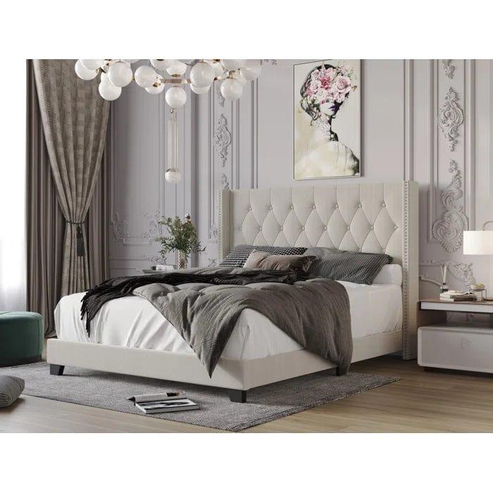 Aadvik Tufted Upholstered Low Profile Standard Bed - Ouch Cart 