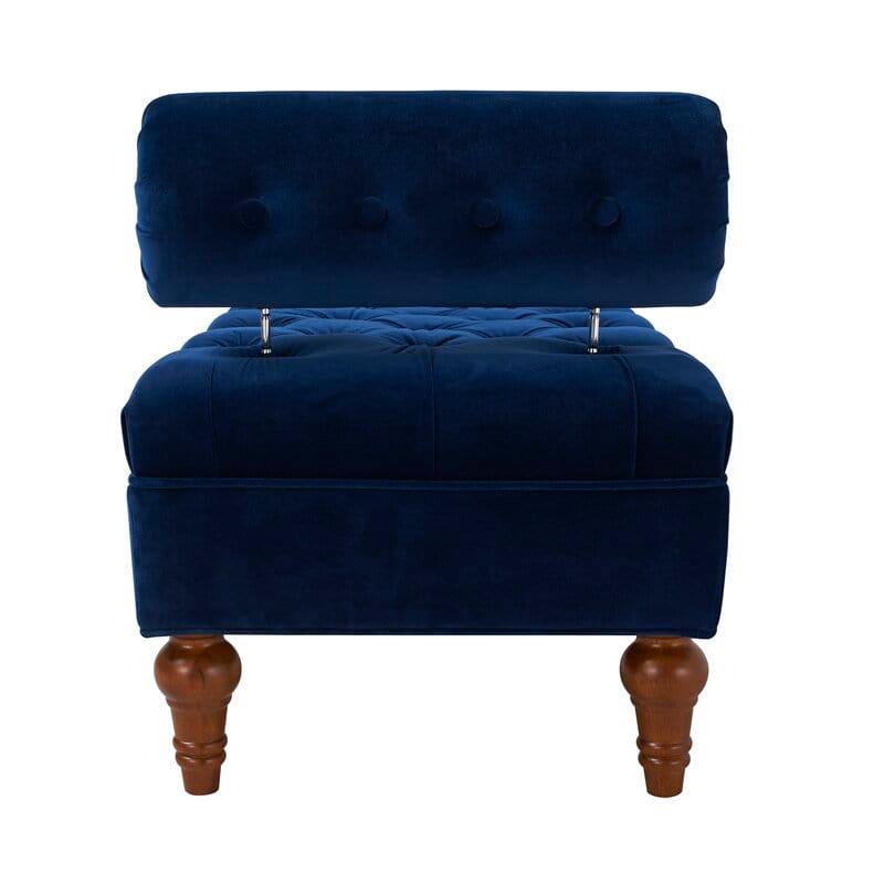 Benches: Knight Home Velvet Armed Storage Bench, Ivory - Ouch Cart 