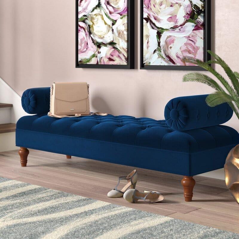 Benches: Knight Home Velvet Armed Storage Bench, Ivory - Ouch Cart 