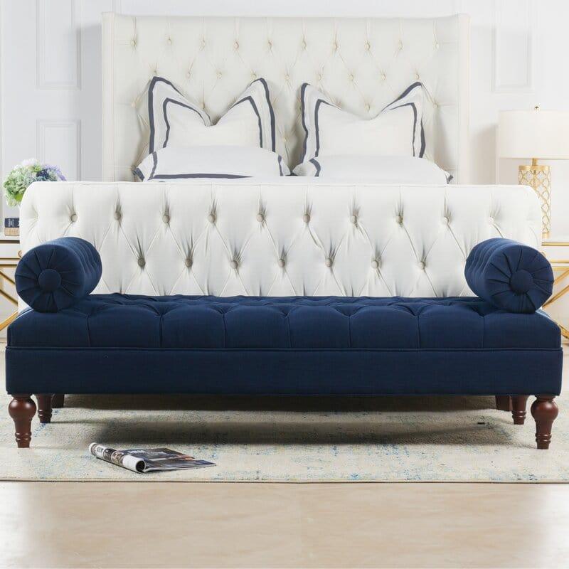 Benches: Knight Home Velvet Armed Storage Bench, Ivory - Ouch Cart 