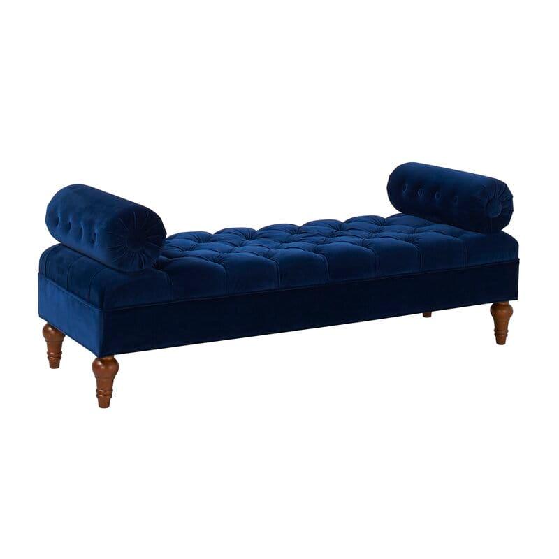 Benches: Knight Home Velvet Armed Storage Bench, Ivory - Ouch Cart 