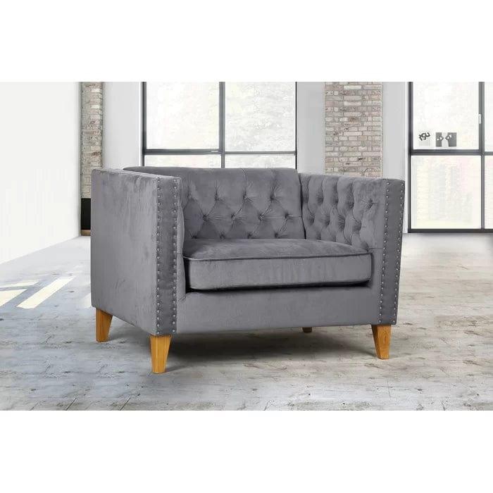 Alderete Wide Tufted Velvet Armchair - Ouch Cart 