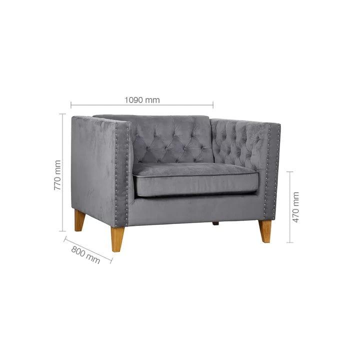 Alderete Wide Tufted Velvet Armchair - Ouch Cart 