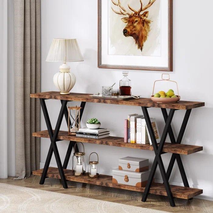 Allena'' Wooden And Iron Console Table - Ouch Cart 