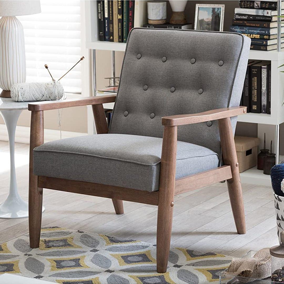 Amazing Wide Tufted back Wooden Cushion Chair - Ouch Cart 