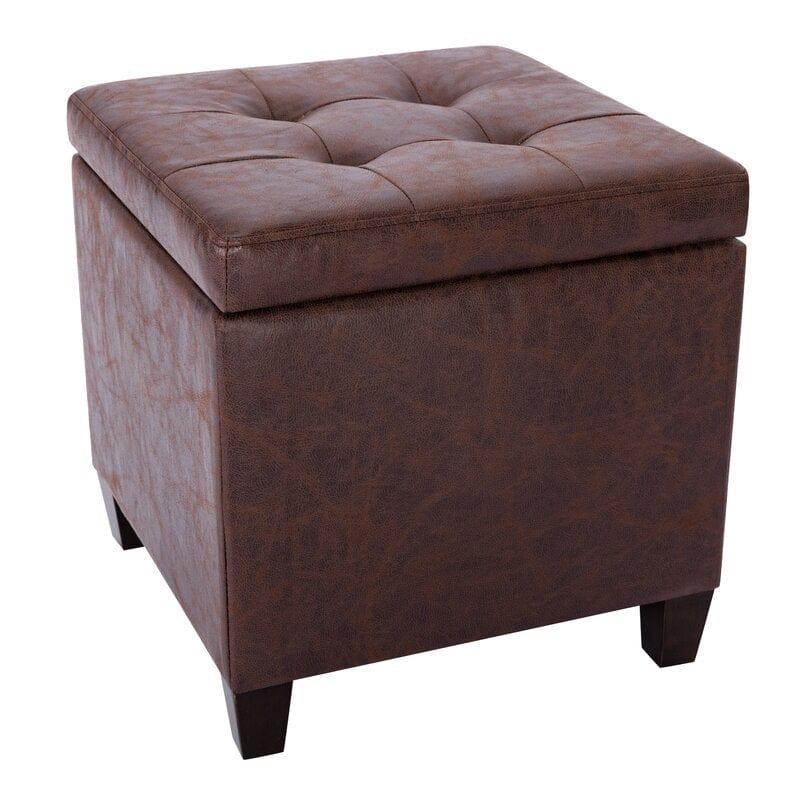 Wide Leatherette Tufted Square Storage Ottoman with Storage