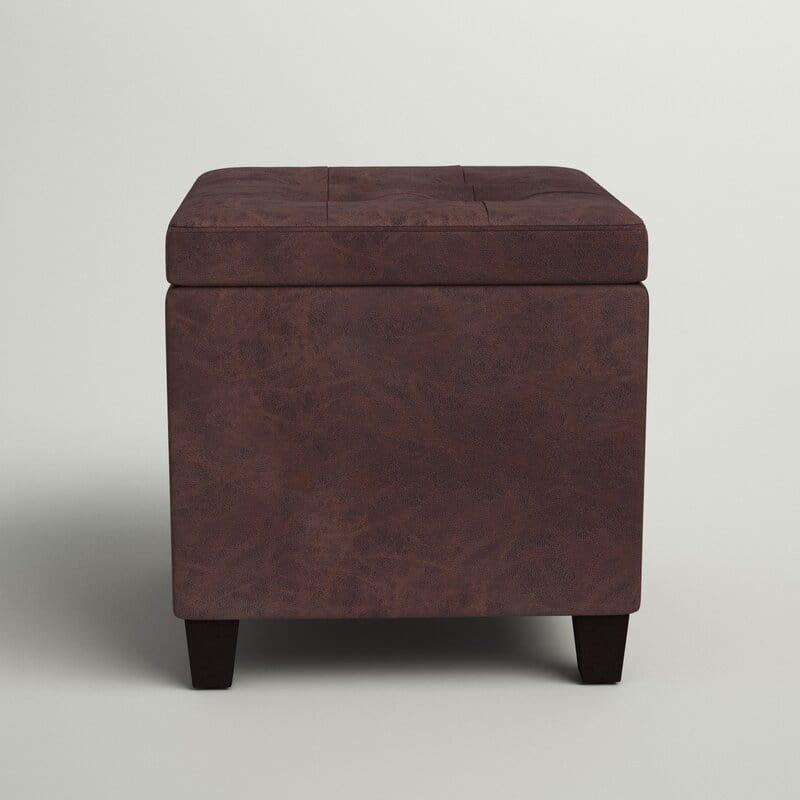 Wide Leatherette Tufted Square Storage Ottoman with Storage - Ouch Cart 